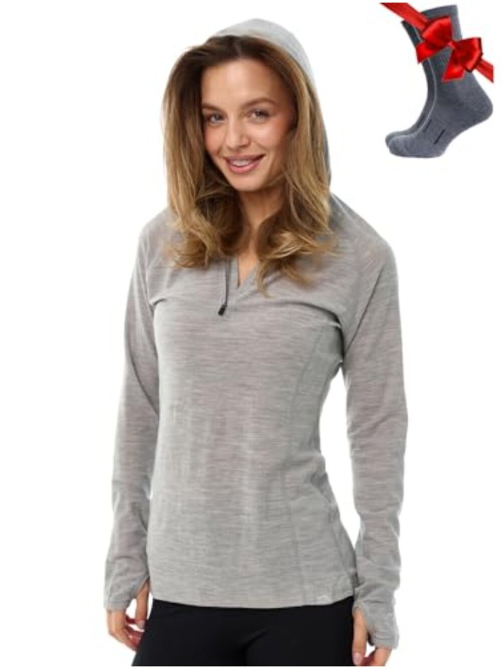 100% Merino Wool Half Zip Hoodie Athletic Slim Fit Base Layer Top